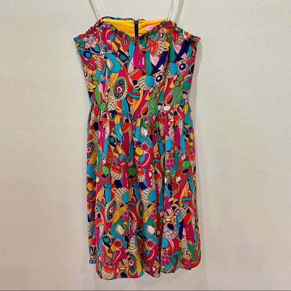 100% Silk Strapless Lilly Pulitzer Party Dress - Picture 2 of 4